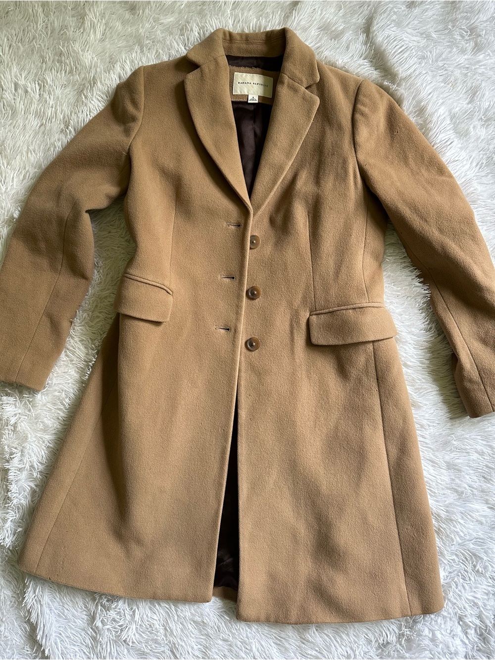 Banana Republic Camel Tailored Wool-Blend Size S Coat